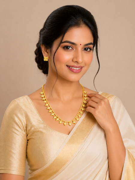 Leaf design gold plated necklace set
