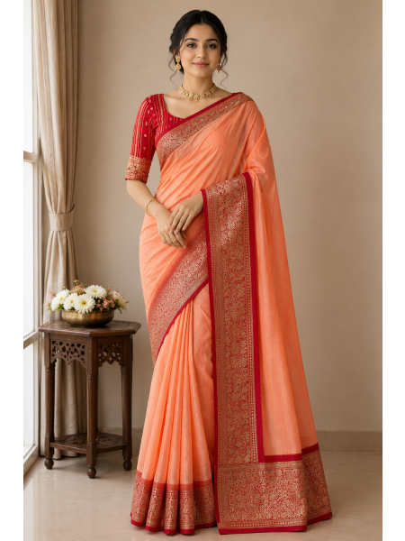 Peach Silk Saree