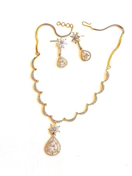 Designer Neckalace and earring with white stones AD-NE-19
