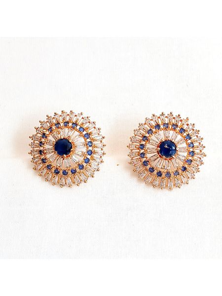 Blue stone earring with crystal buttons