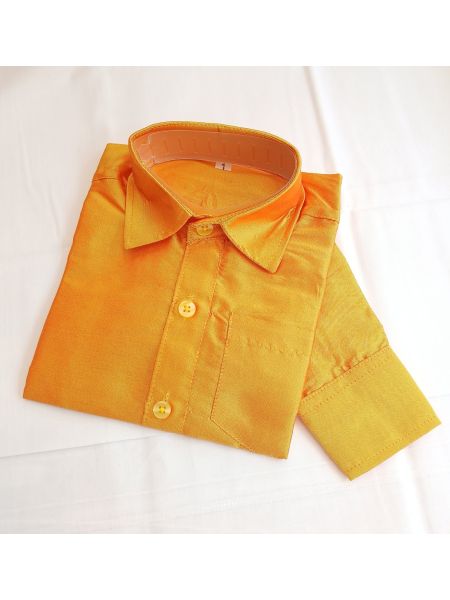Size (1-10) Bright yellow silk kids shirt