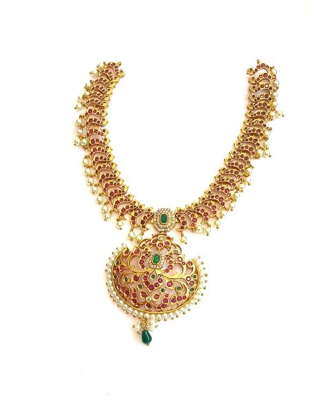 Imitation Neckalce with white/pink stones and Pearls