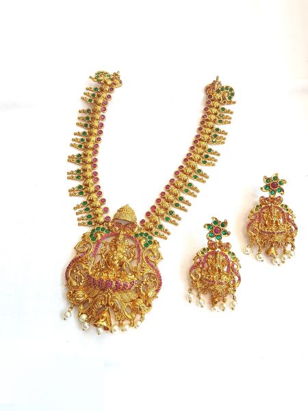 Temple Jewellery with stones and Pearls NEC-ME-A7