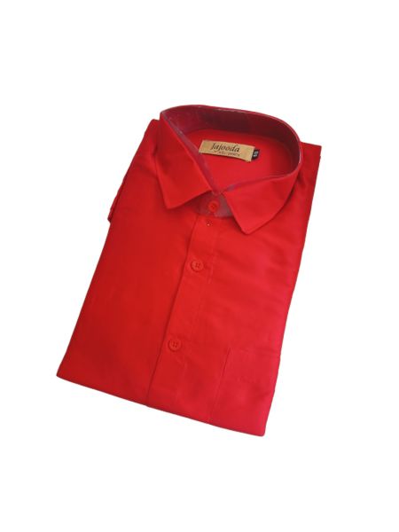 Dark bright red men silk shirt