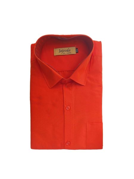 Dark bright orange men silk shirt