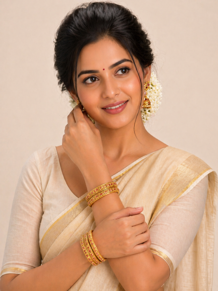 2 pair designer bangle with Pink Stones