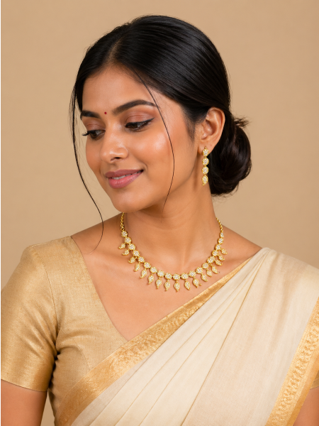 Imitation Neckalace with White AD Stones AD-NE-12