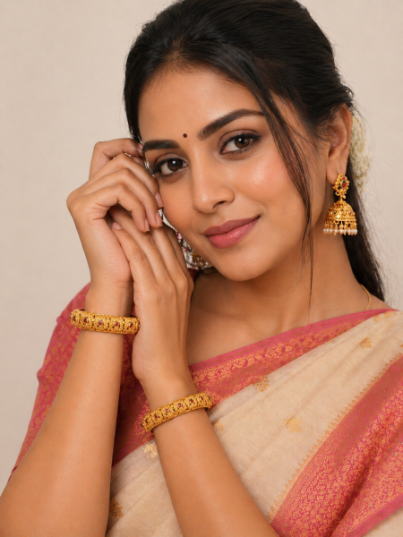 Bangles with pink stones