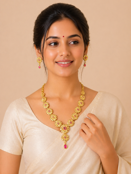 Neckalace with earrings and stones