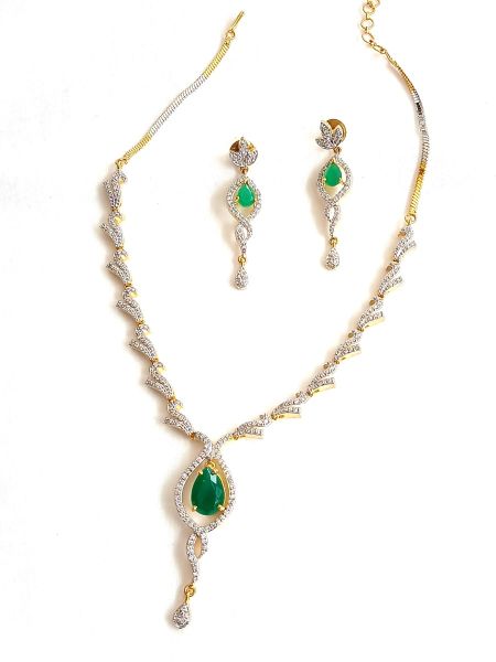 Imitation Neckalace with white AD stone and green stones