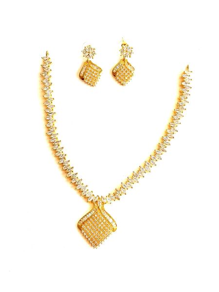 Neckalace and Earring with white stones