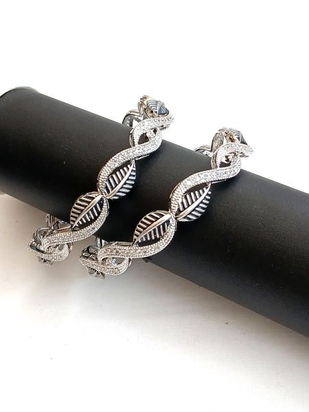 Silver colour Bangles with wjite zircon Stones