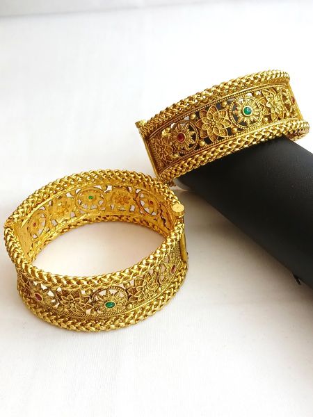 Designer Bangle with pink and Green Stone