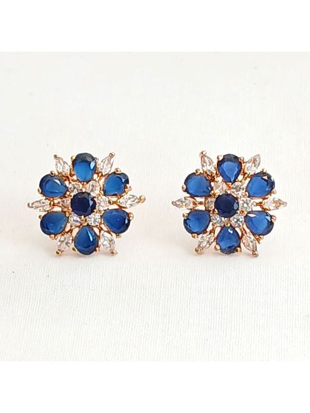 Stone earring with blue + white stone