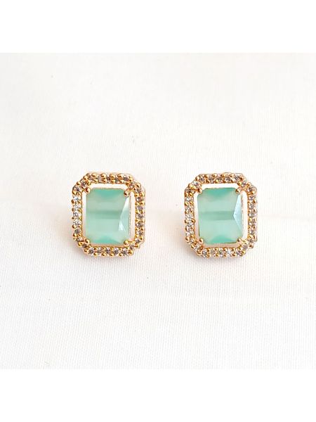 Big green opal diamond – gold plated earring