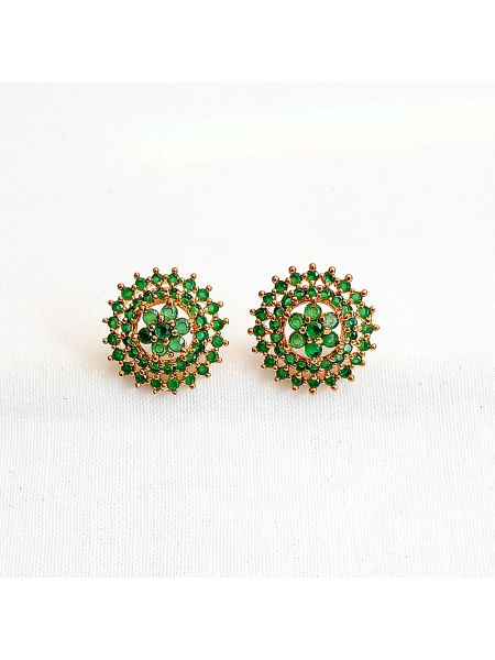 Green stone stud earring