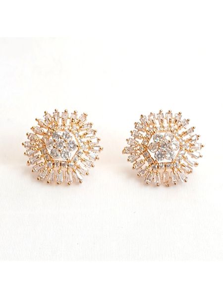 White stone earring with crystal bottons