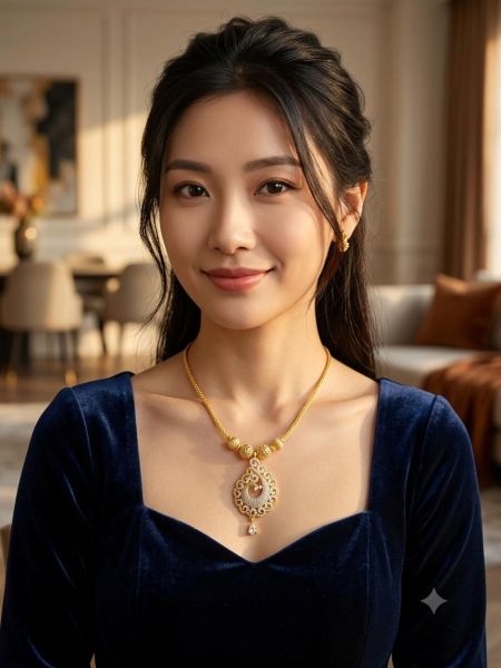 Elegant gold-tone necklace featuring an intricately crafted peacock-inspired pendant with sparkling stone detaili