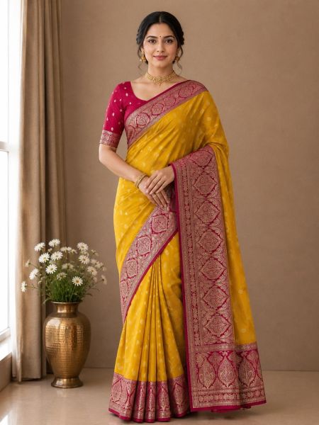 Yellow Gold Banarasi Saree