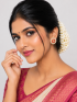 pearl earing with orange and gold plated