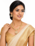 Gold plated net design with flower necklace set with ring