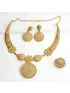 Gold plated net design with flower necklace set with ring