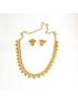 Gold plated leaf design necklace with earring