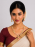 designer Neckalace and earring with white and pink stones AD-NE-15