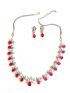 Silver color Neckalace with white and pink stones