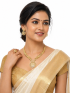 Gold plated net design necklace set with ring