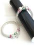 silver Bangle with green and Pink Stone with side screws