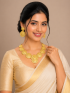 Gold plated rose design necklace with earring set