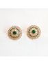 Stone earring with green and white flower stud