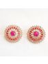 Pink stone earring with crystal buttons