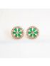 Green stone design flower earring with small white stone