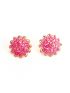 Pink stone earring with gold plated
