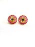 Imitation Earring with green and pink stones-EAR-R-E-5