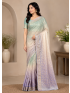Mint Green & Lavender Ombre Soft Silk Saree with Matching Blouse Piece