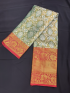 Silk Blend Printed Saree with Contrast Border & Oxblood Maroon Blouse – Terracotta Rose & Pistachio Cream | Festive Wear
