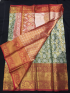 Silk Blend Printed Saree with Contrast Border & Oxblood Maroon Blouse – Terracotta Rose & Pistachio Cream | Festive Wear