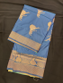 Premium Silk Blend Printed Saree with Contrast Border & Electric Jade Blouse – Midnight Sapphire | Festive & Occasion Wear