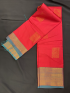 Silk Blend Printed Saree with Contrast Border & Persian Aquamarine Blouse – Volcanic Red | Festive & Occasion Wear