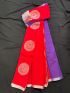 Volcanic Red Silk Blend Saree with Contrast Border & Plum Royale Blouse Piece