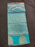 Silk Blend Printed Saree for Women | Persian Aquamarine with Contrast Border | Festive & Occasion Wear | Includes Midnight Sapphire Blouse Piece