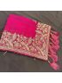 Magenta Soft Raw Silk Saree with Matching Embroidered Blouse Piece