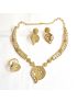 Gold plated necklace with intricate patterns with set