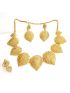 Gold plated leaf net design with matching earring and ring