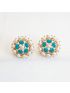 Earring with pearl and blue stone flower