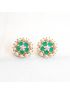 Earring with pearl and green stone flower