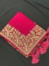 Elegant Fuchsia Embroidered Saree with Matching Blouse